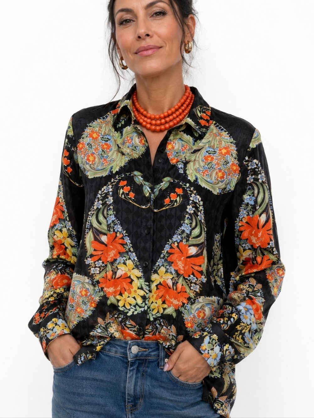 Cabi floral button down blouse 3072